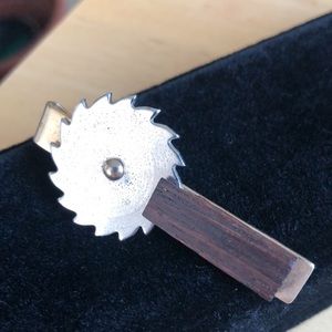 Sawmill Rotating Metal Blade Tie Clip Vintage